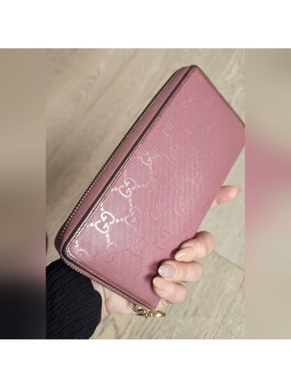 Gucci Pink Guccissima Leather GG lcon Zip Around Wallet - Picture 2 of 13